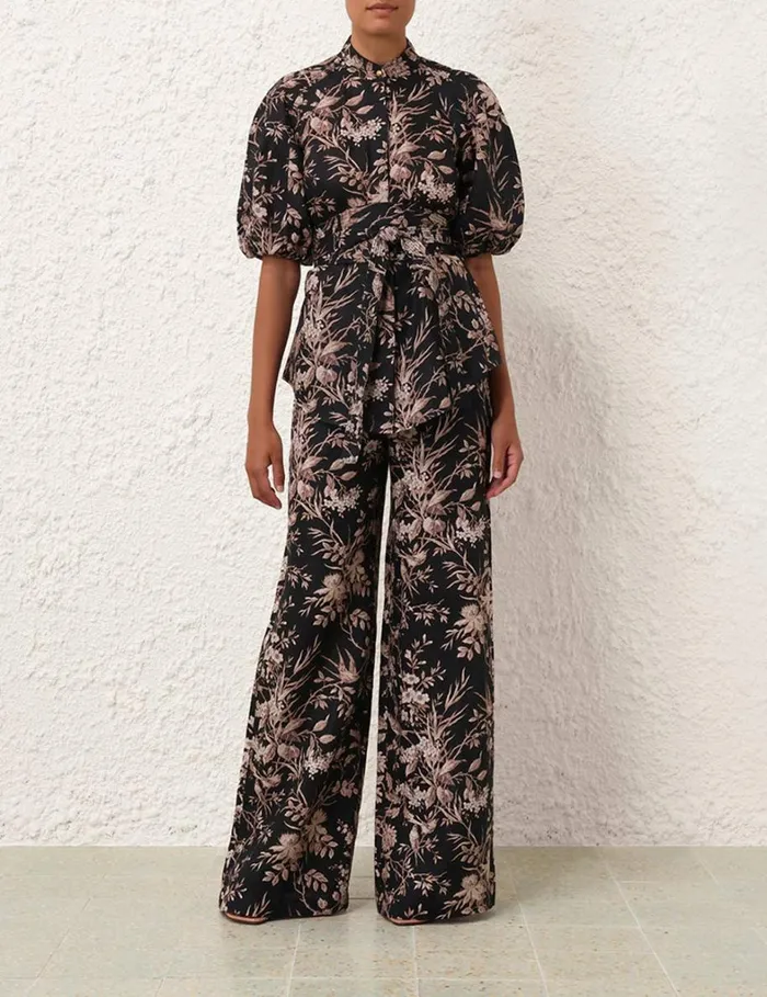 Women Shorts and Pants Zimmermann Wide Leg Pant Black Mockingbird