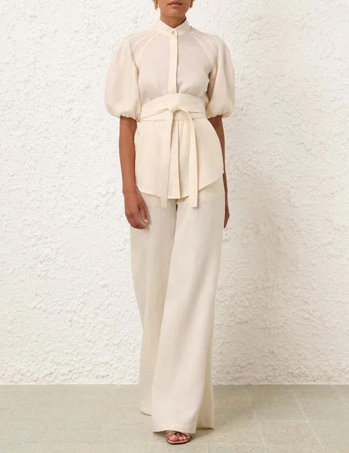 Women Shorts and Pants Zimmermann Wide Leg Pant Cream
