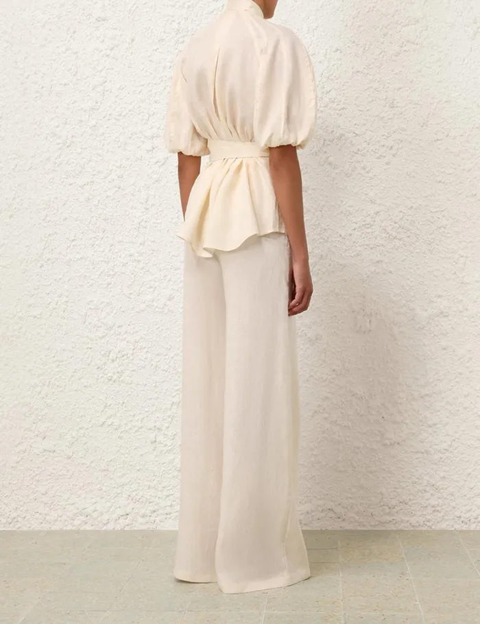 Women Shorts and Pants Zimmermann Wide Leg Pant Cream