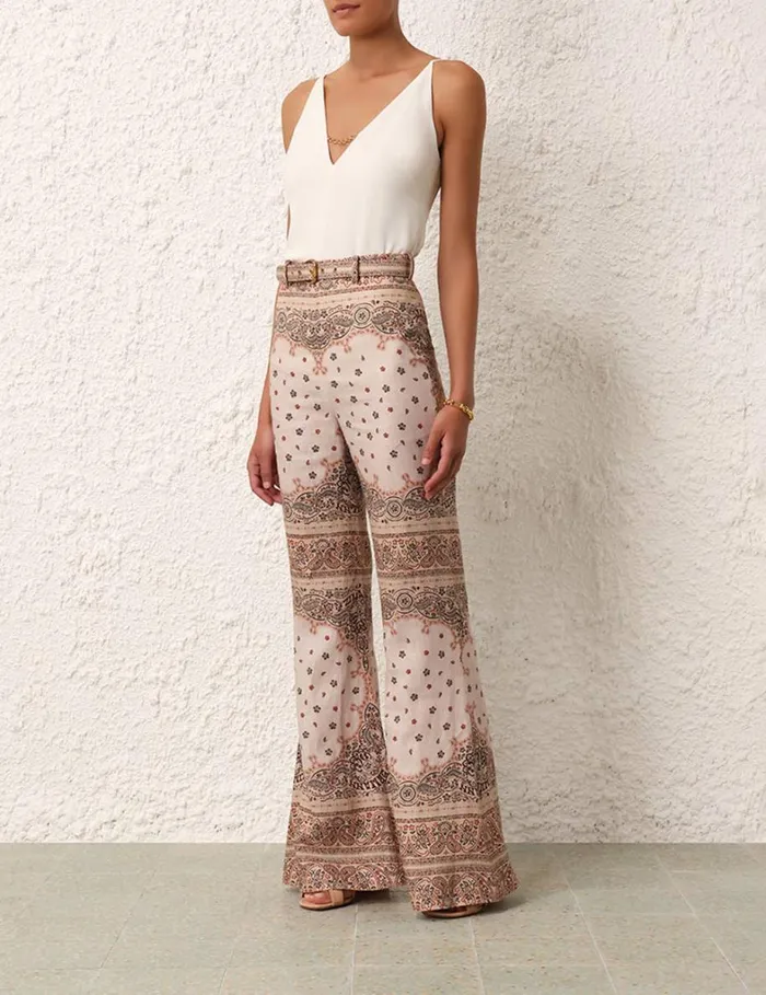 Women Shorts and Pants Zimmermann Wide Leg Pant Cream Bandana