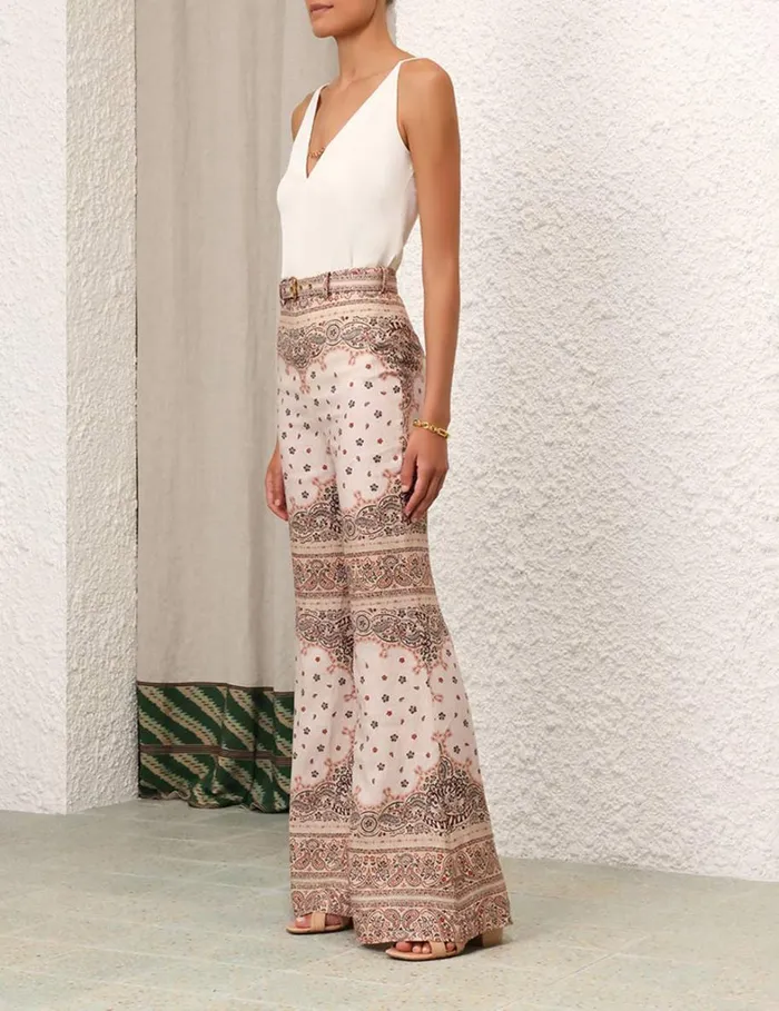 Women Shorts and Pants Zimmermann Wide Leg Pant Cream Bandana