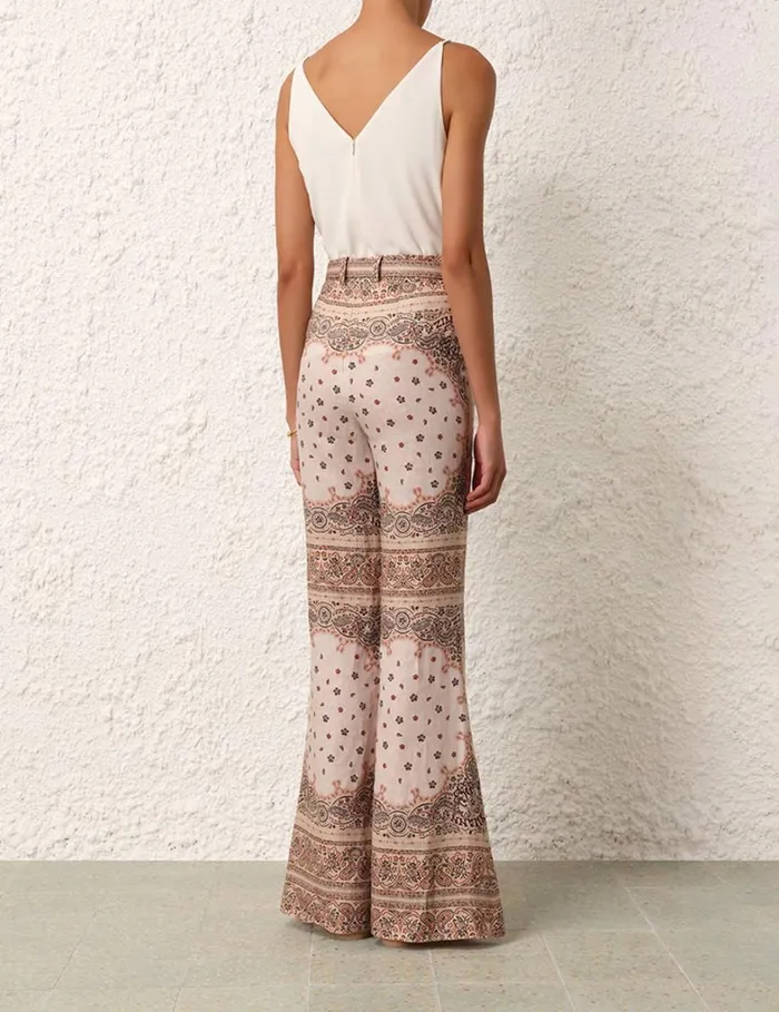 Women Shorts and Pants Zimmermann Wide Leg Pant Cream Bandana