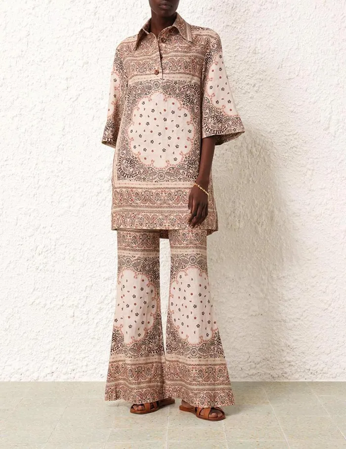 Women Shorts and Pants Zimmermann Wide Leg Pant Cream Bandana