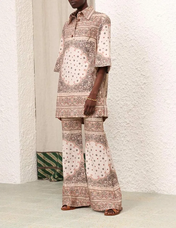 Women Shorts and Pants Zimmermann Wide Leg Pant Cream Bandana