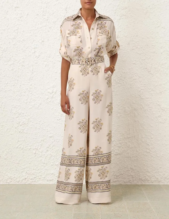Women Shorts and Pants Zimmermann Wide Leg Pant Utility Dot Lemon