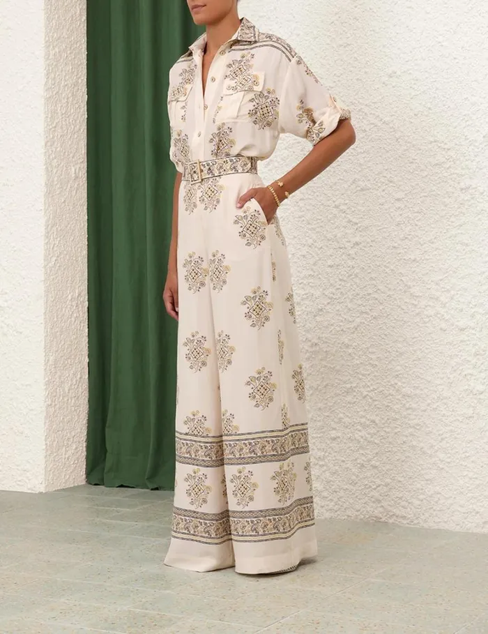 Women Shorts and Pants Zimmermann Wide Leg Pant Utility Dot Lemon