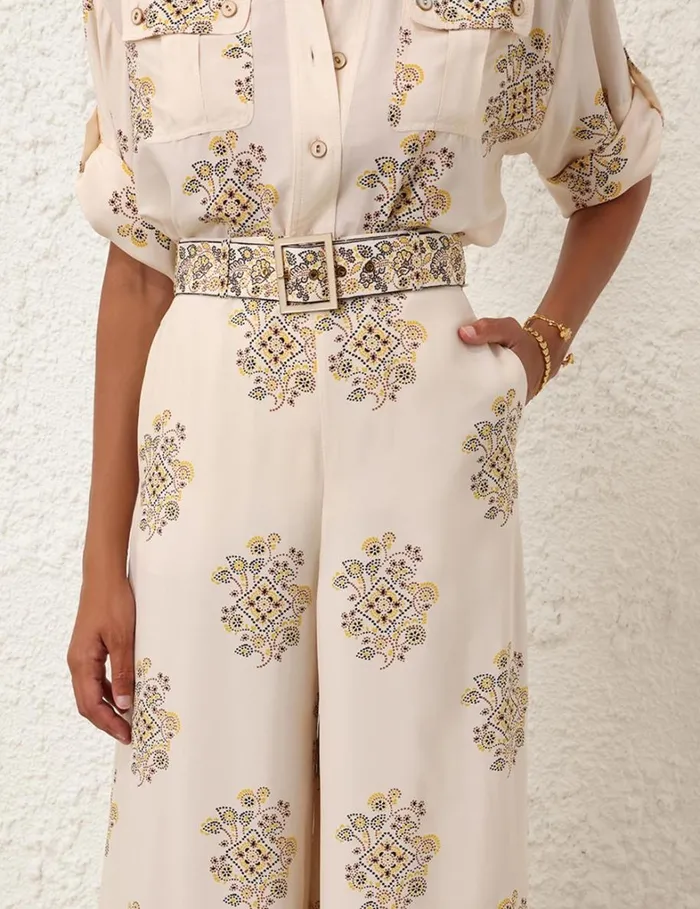 Women Shorts and Pants Zimmermann Wide Leg Pant Utility Dot Lemon