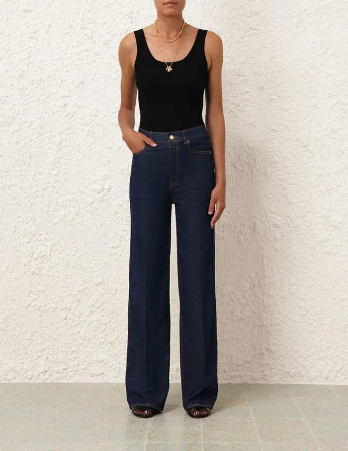 Women Shorts and Pants Zimmermann Wide Straight Jean Ink