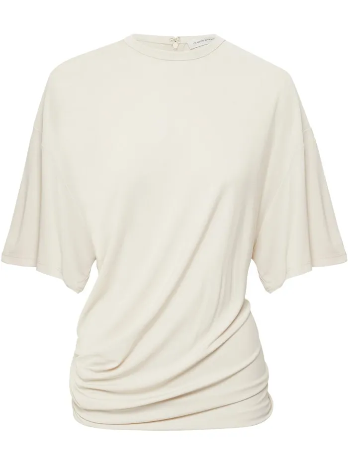 Women Side Cowl Waist Tee Putty The UNDONE Tops