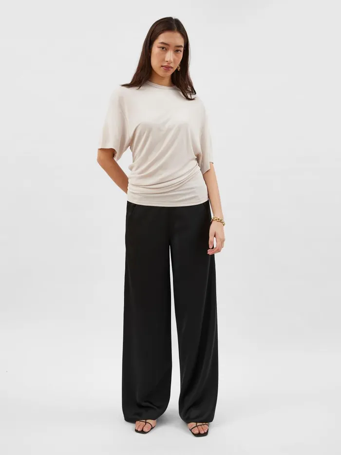 Women Side Cowl Waist Tee Putty The UNDONE Tops