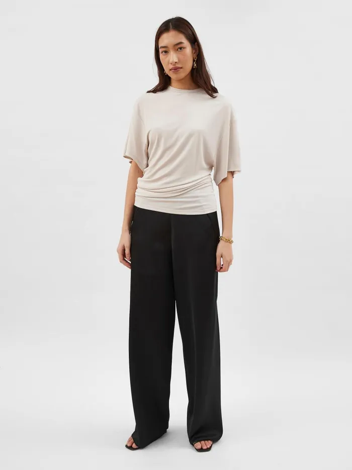 Women Side Cowl Waist Tee Putty The UNDONE Tops