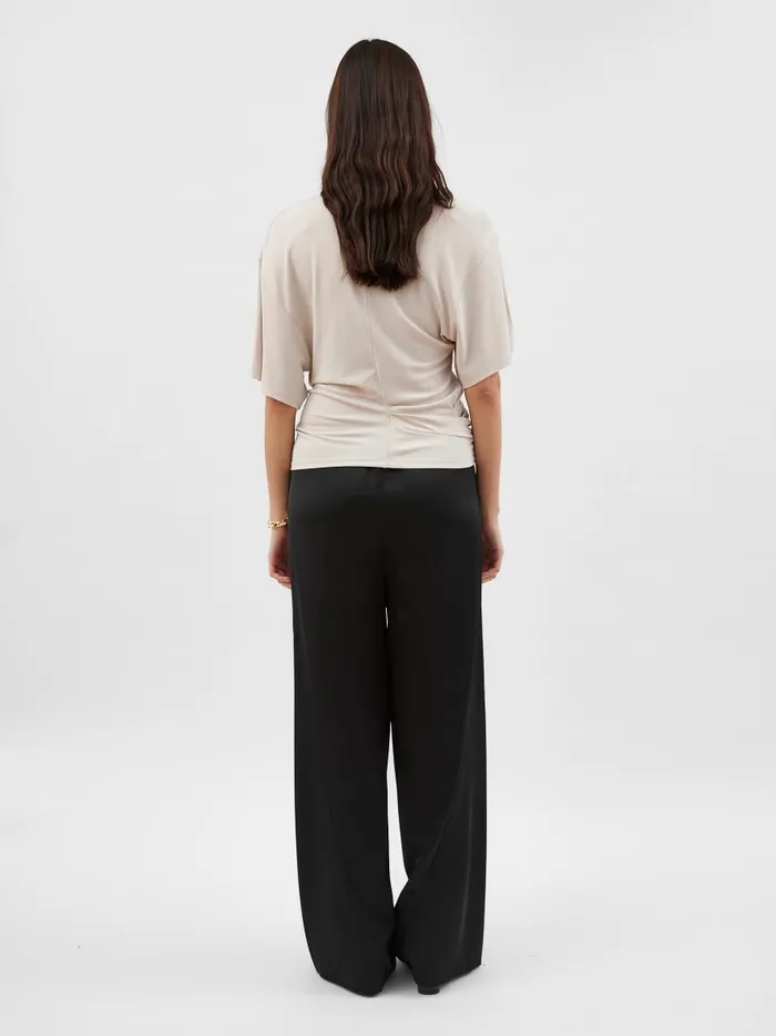 Women Side Cowl Waist Tee Putty The UNDONE Tops