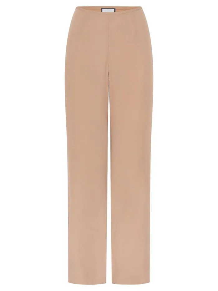 Women Silk Crepe Relaxed Pant Tan The UNDONE Pants