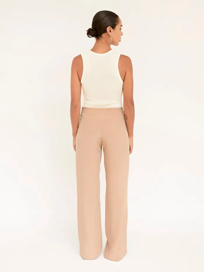 Women Silk Crepe Relaxed Pant Tan The UNDONE Pants