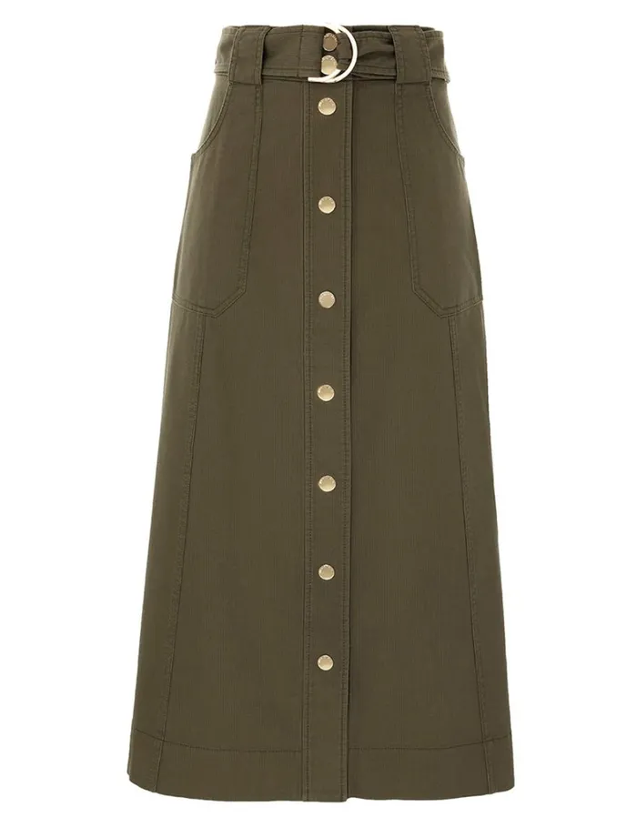 Women Skirts Zimmermann Denim Wrap Skirt Olive