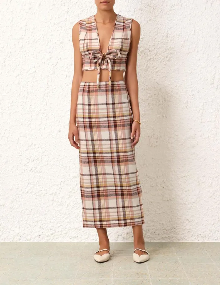 Women Skirts Zimmermann Matchmaker Check Pencil Skirt Cream Check