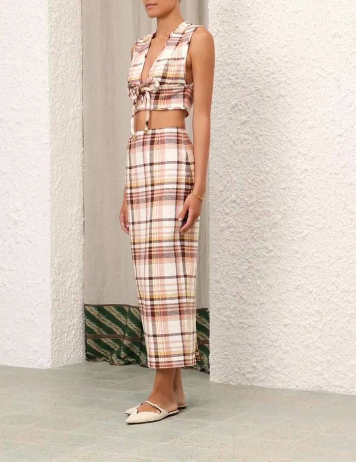 Women Skirts Zimmermann Matchmaker Check Pencil Skirt Cream Check