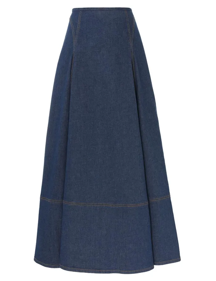 Women Skirts Zimmermann Matchmaker Denim Flare Skirt Railway Blue