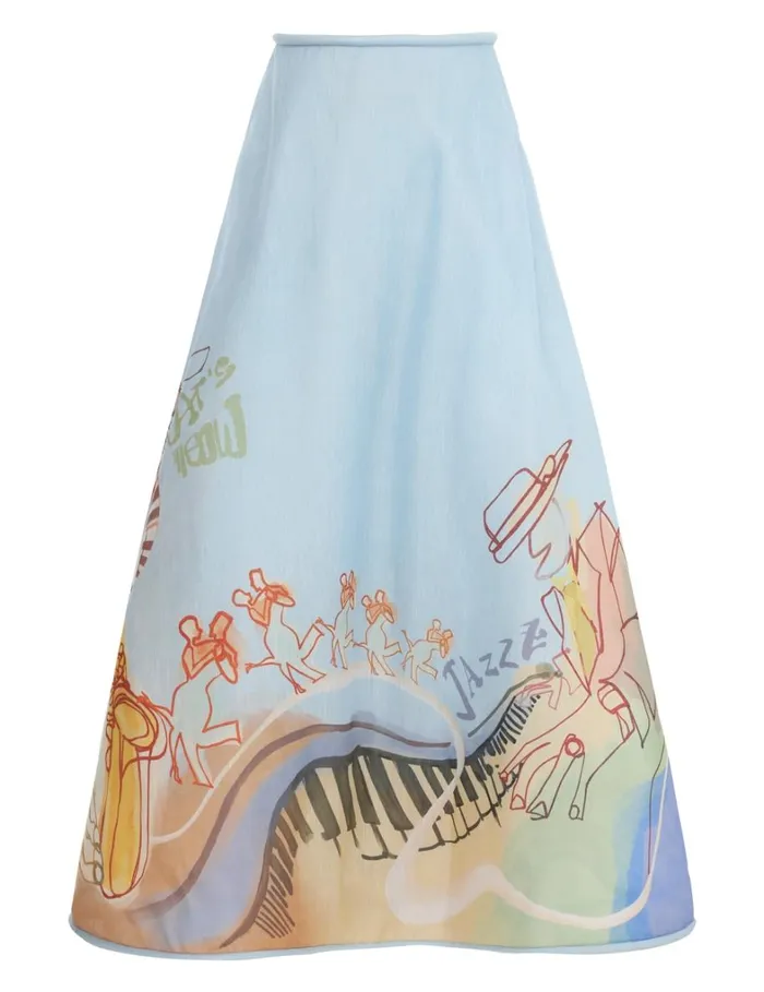 Women Skirts Zimmermann Matchmaker Poster Flare Skirt Poster Print