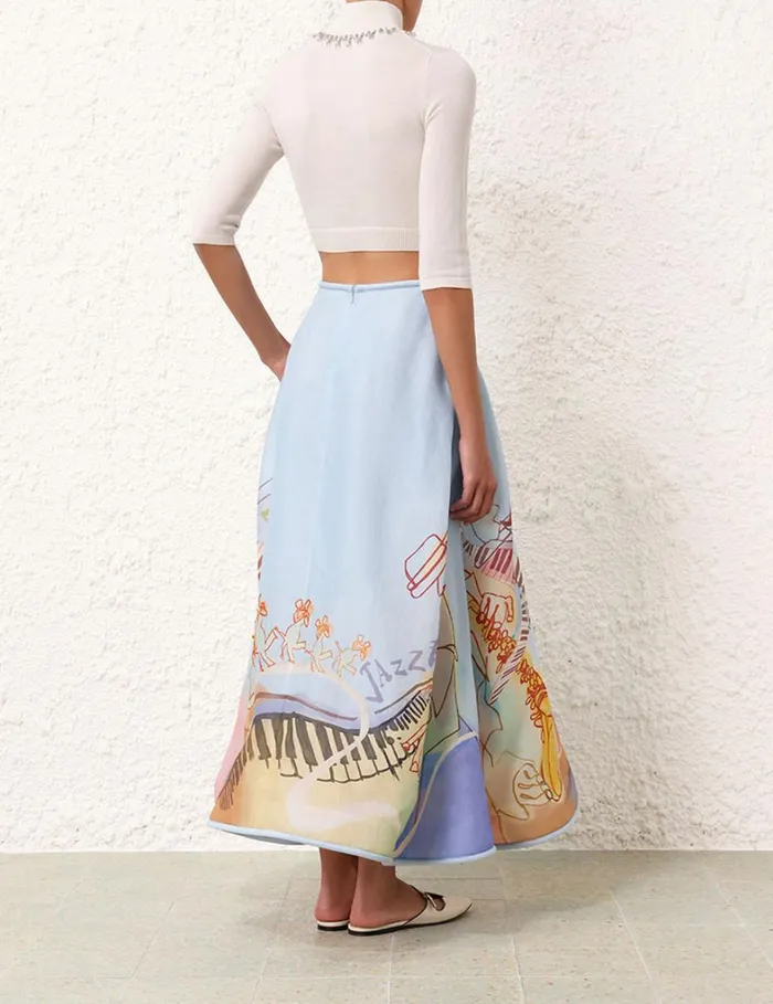 Women Skirts Zimmermann Matchmaker Poster Flare Skirt Poster Print