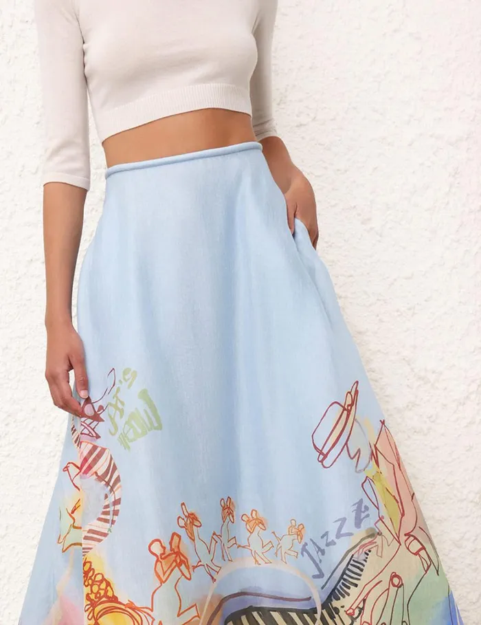 Women Skirts Zimmermann Matchmaker Poster Flare Skirt Poster Print