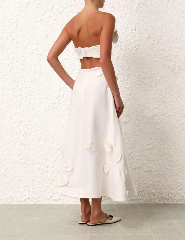 Women Skirts Zimmermann Matchmaker Rose Flare Skirt Ivory