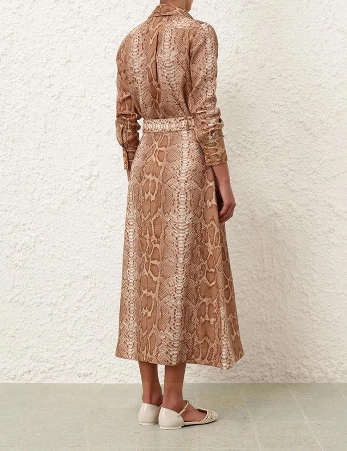 Women Skirts Zimmermann Natura Aline Midi Skirt Tan Snake