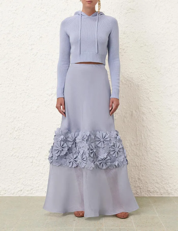 Women Skirts Zimmermann Natura Applique Flower Skirt Lilac Blue