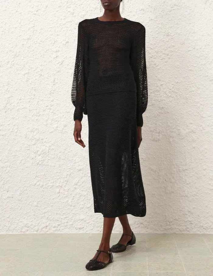 Women Skirts Zimmermann Natura Crochet Skirt Black