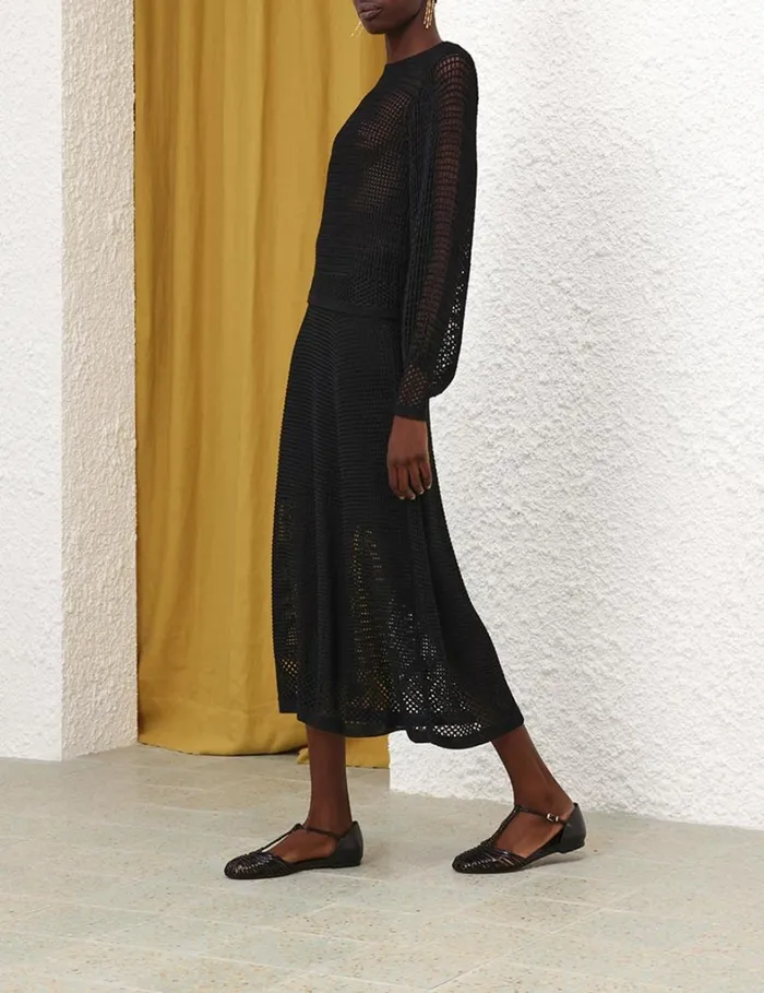 Women Skirts Zimmermann Natura Crochet Skirt Black