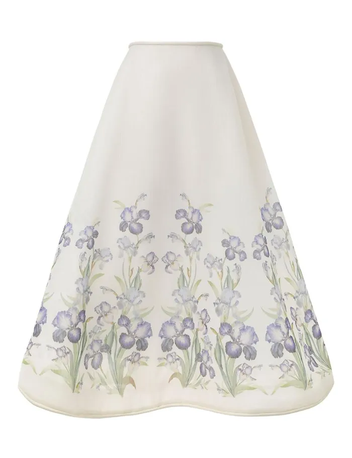 Women Skirts Zimmermann Natura Flare Skirt Blue Iris