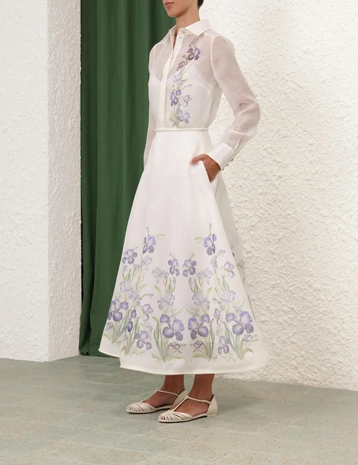Women Skirts Zimmermann Natura Flare Skirt Blue Iris