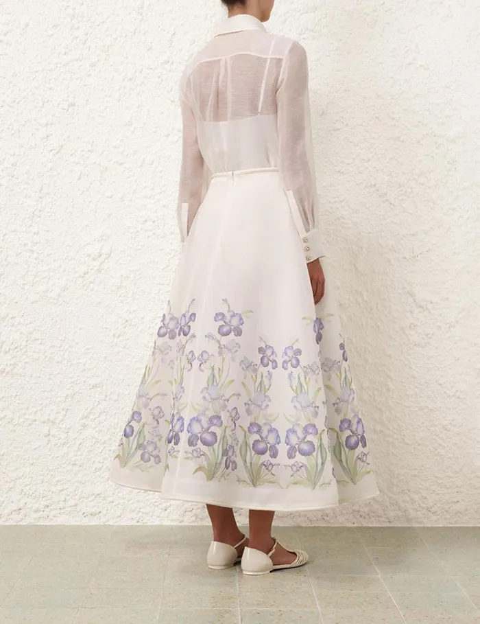 Women Skirts Zimmermann Natura Flare Skirt Blue Iris