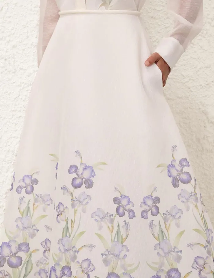 Women Skirts Zimmermann Natura Flare Skirt Blue Iris