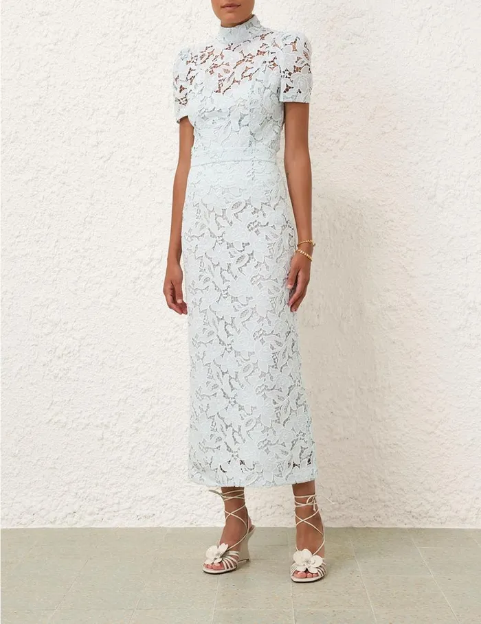 Women Skirts Zimmermann Natura Lace Pencil Midi Skirt Mint