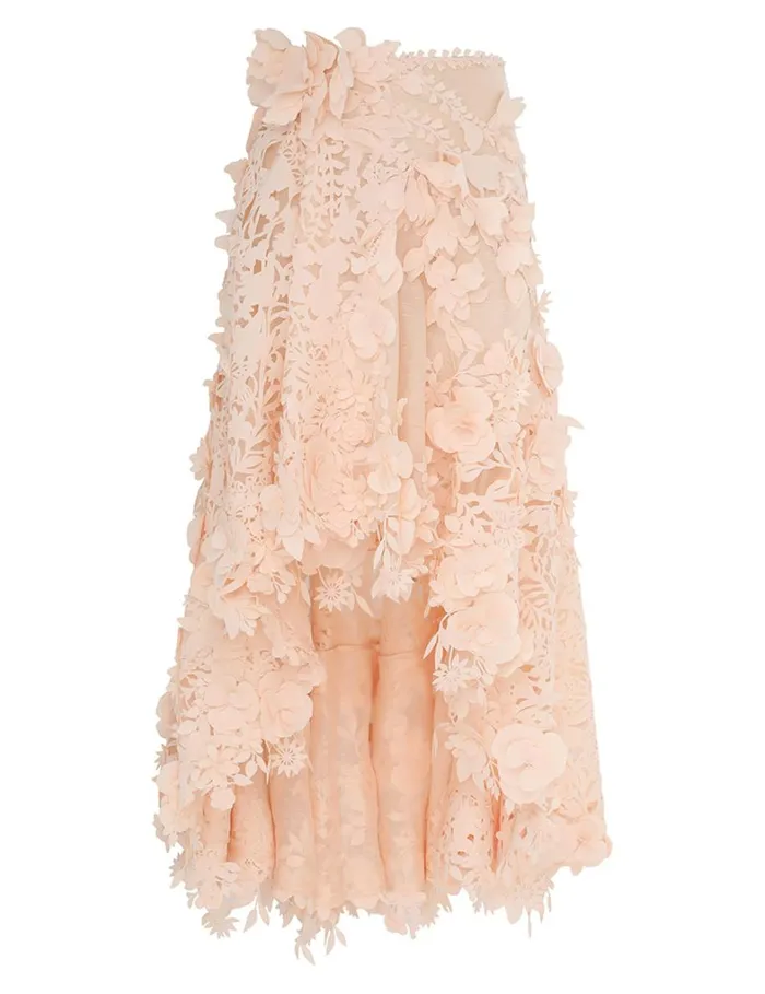 Women Skirts Zimmermann Natura Lasercut Skirt Light Peach