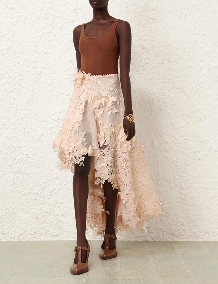 Women Skirts Zimmermann Natura Lasercut Skirt Light Peach