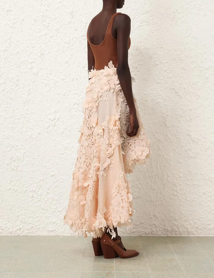Women Skirts Zimmermann Natura Lasercut Skirt Light Peach