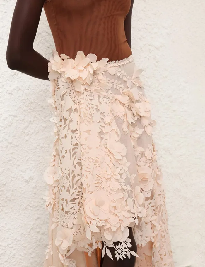 Women Skirts Zimmermann Natura Lasercut Skirt Light Peach