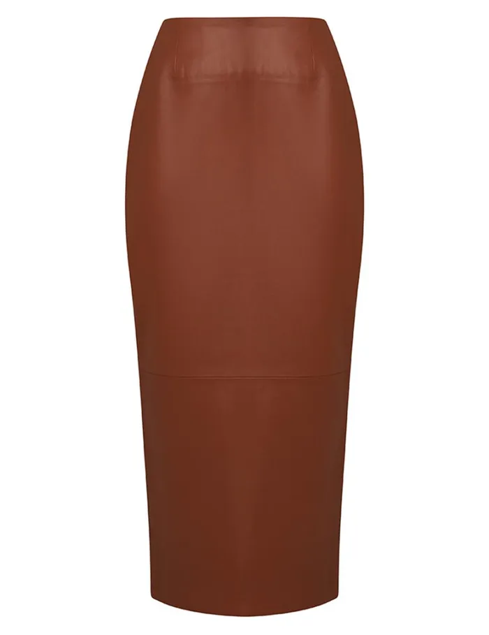Women Skirts Zimmermann Natura Leather Skirt Toffee