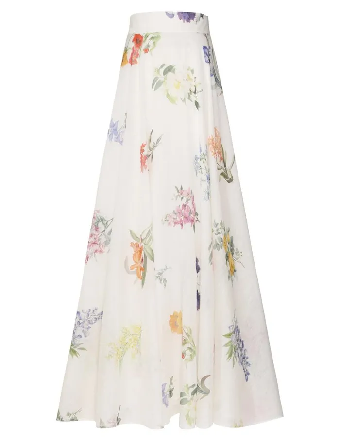Women Skirts Zimmermann Natura Maxi Skirt Multi Botanical Ivory