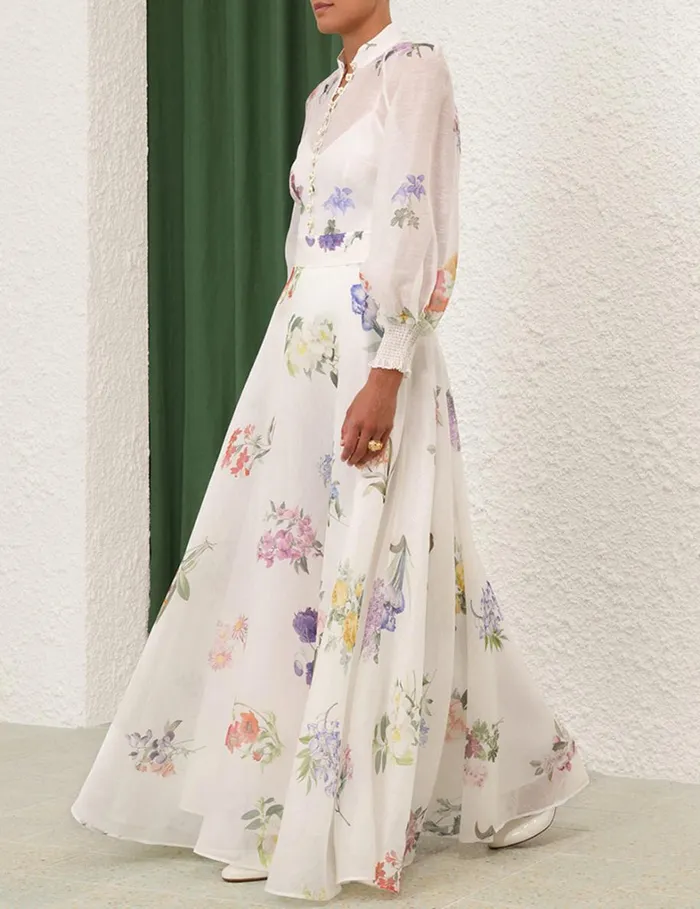 Women Skirts Zimmermann Natura Maxi Skirt Multi Botanical Ivory