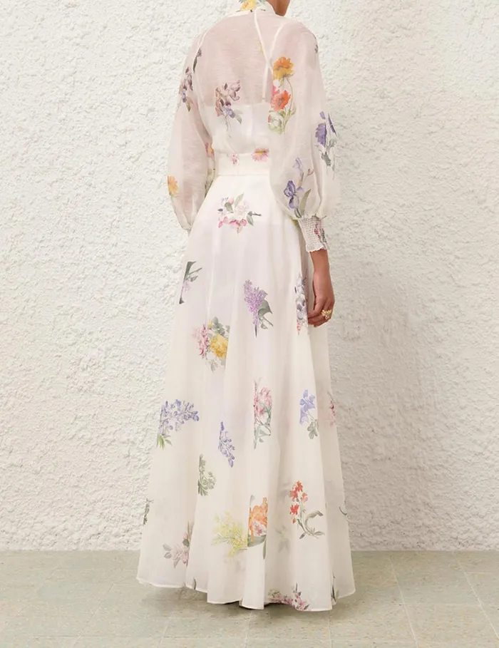 Women Skirts Zimmermann Natura Maxi Skirt Multi Botanical Ivory