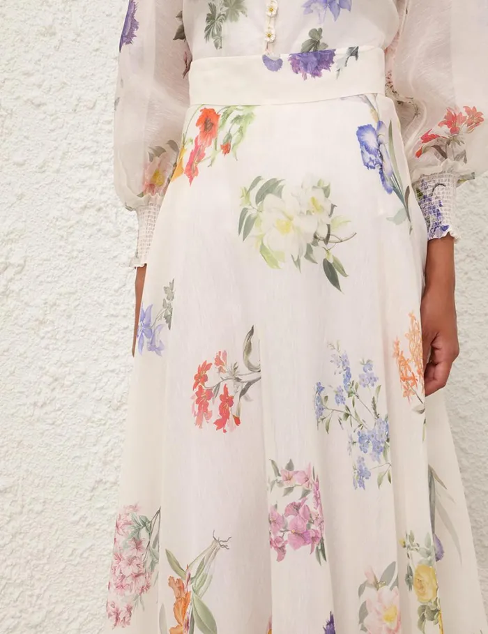 Women Skirts Zimmermann Natura Maxi Skirt Multi Botanical Ivory