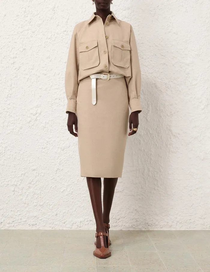 Women Skirts Zimmermann Natura Pencil Skirt Natural