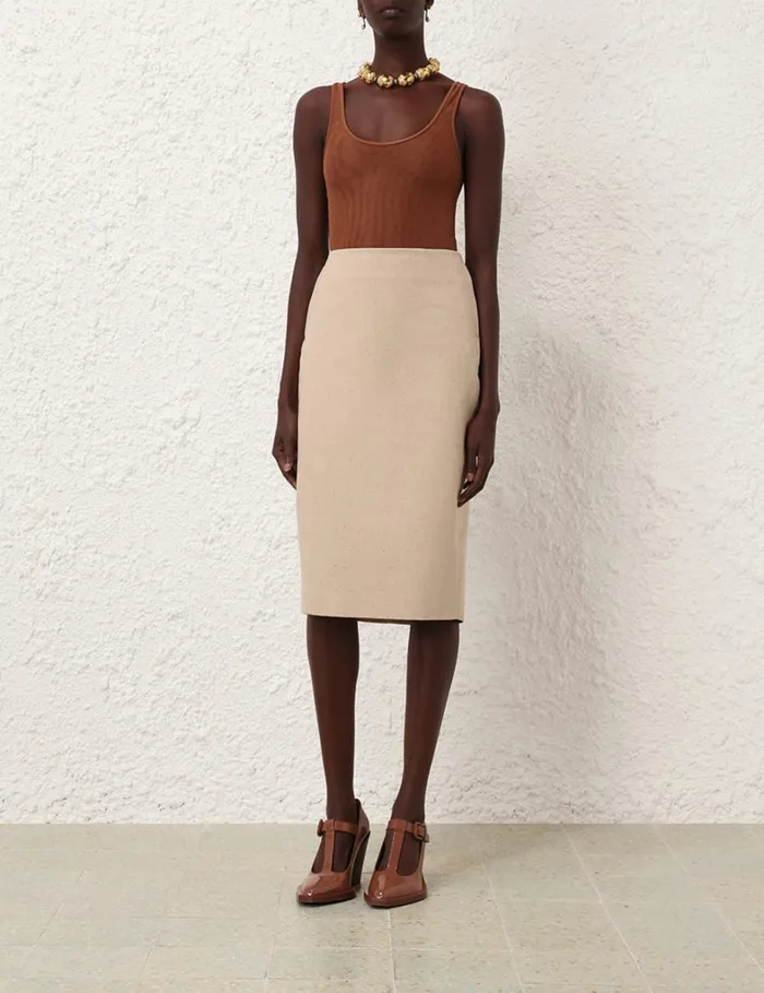 Women Skirts Zimmermann Natura Pencil Skirt Natural