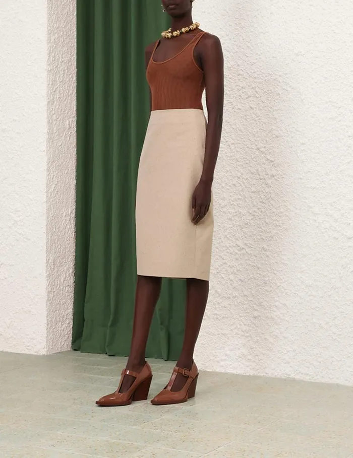 Women Skirts Zimmermann Natura Pencil Skirt Natural