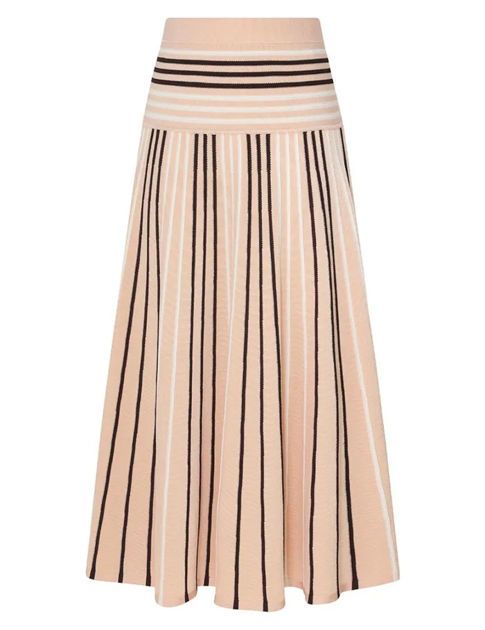 Women Skirts Zimmermann Natura Stripe Midi Skirt Multi
