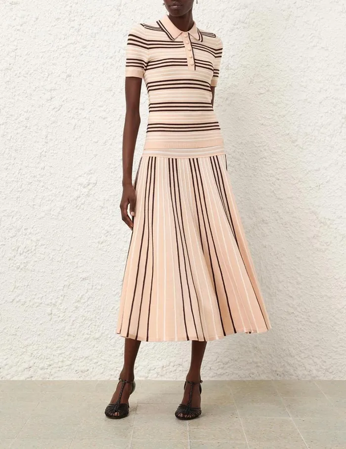 Women Skirts Zimmermann Natura Stripe Midi Skirt Multi
