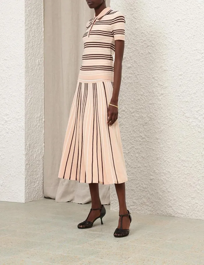 Women Skirts Zimmermann Natura Stripe Midi Skirt Multi